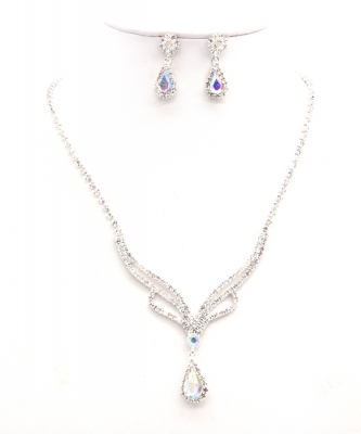 Rhinestone Necklace with Earrings NB300616 SVAB